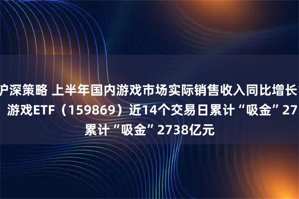 沪深策略 上半年国内游戏市场实际销售收入同比增长1408%，游戏ETF（159869）近14个交易日累计“吸金”2738亿元