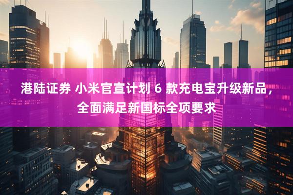 港陆证券 小米官宣计划 6 款充电宝升级新品，全面满足新国标全项要求